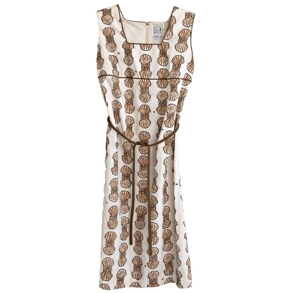 Vested Gentress Shift Dress Womens M 12 Sleeveless VTG Hand Screened Shell Print - Picture 2 of 15